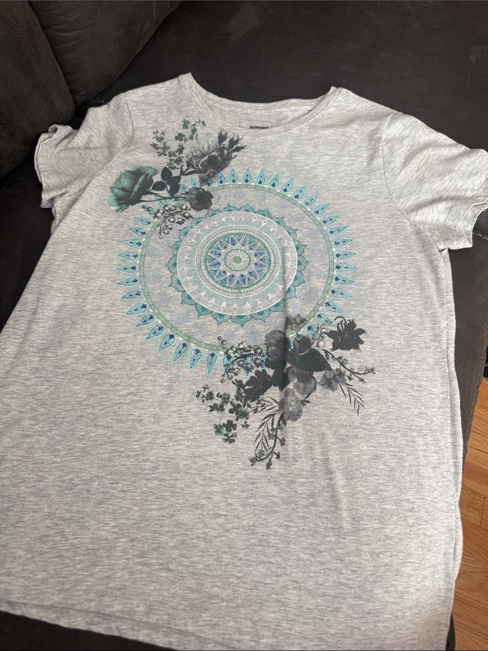 Women’s Grey Floral Mandala Tee